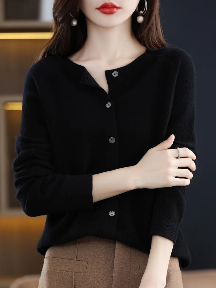 Women's Long Sleeve Merino Wool Cardigan
