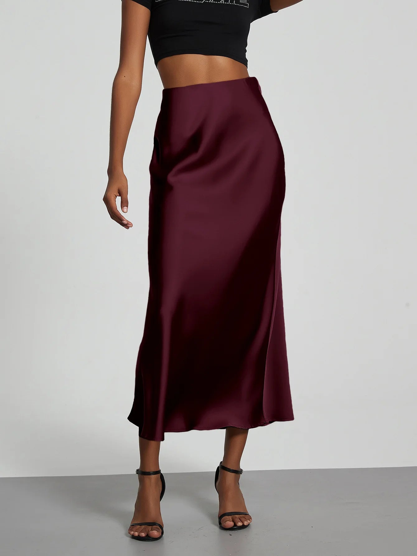 Women's Sophisticated High-Waisted Satin Maxi Skirt