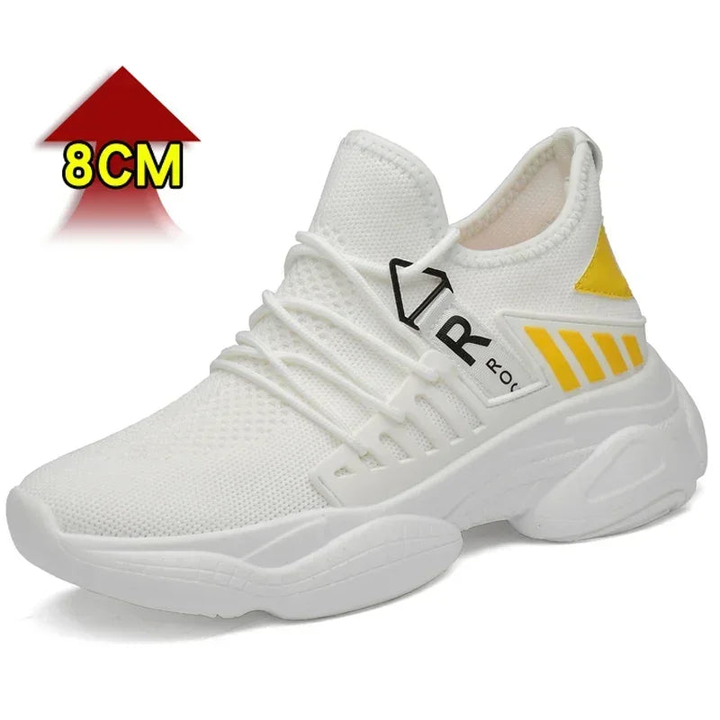 Men's Elevator Sneakers with 8cm Height-Increasing Insole – Breathable Mesh Design