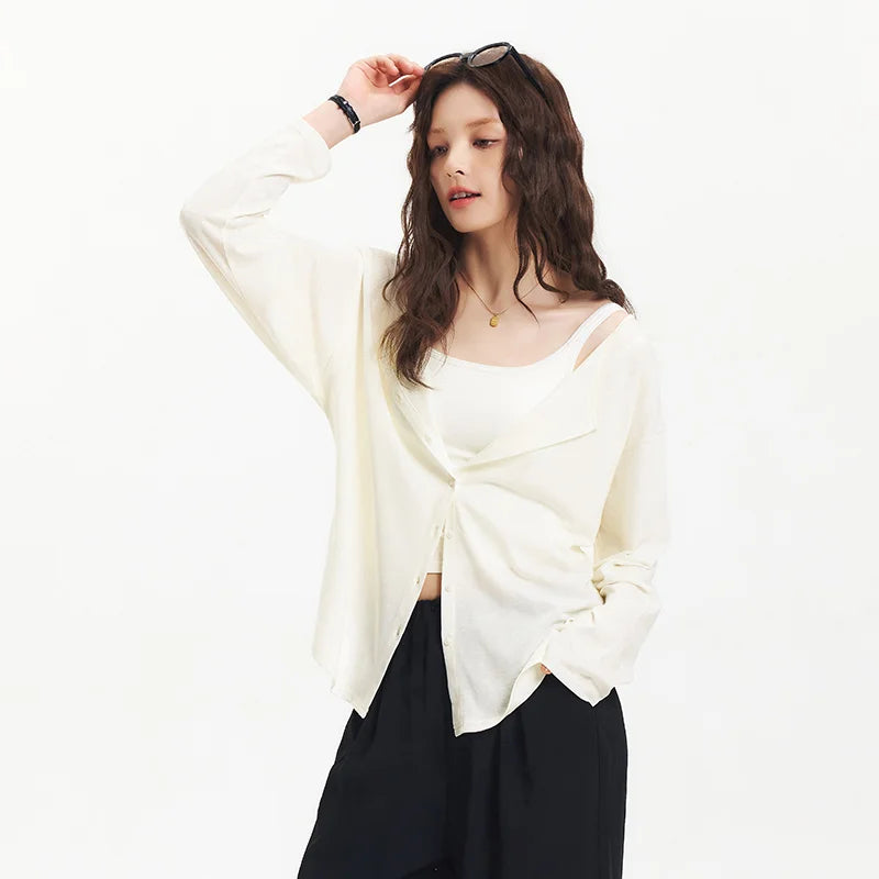 Elegant Women's Long Sleeve Loose Cardigan by Semir - Stylish & Comfortable Layering Essential