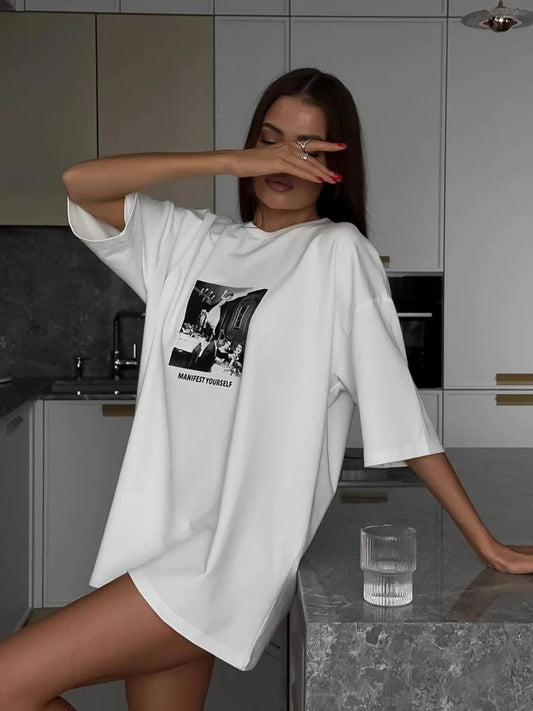 Women's Cotton Graphic Printed T-Shirt - Stylish Casual Tee for Women