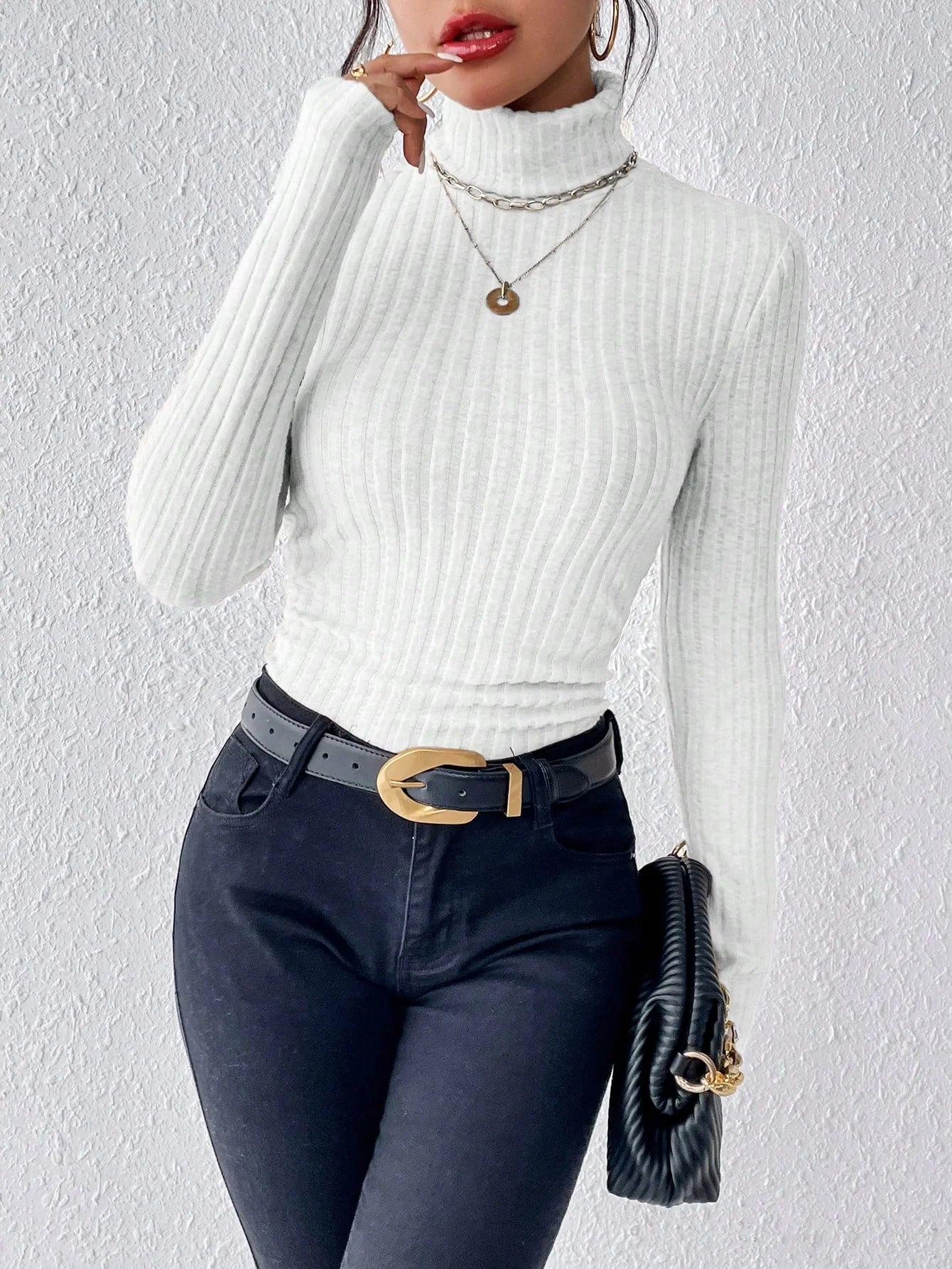 Women's Long Sleeve Slim Fit Turtleneck Sweater
