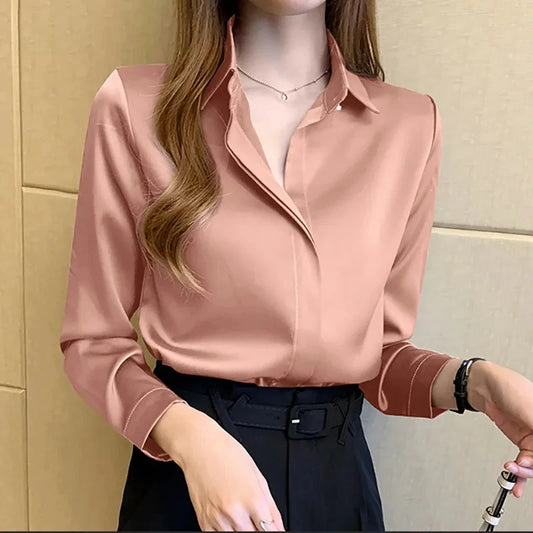 Vintage Satin Women's Long Sleeve Shirt