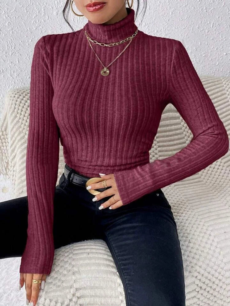 Women's Long Sleeve Slim Fit Turtleneck Sweater