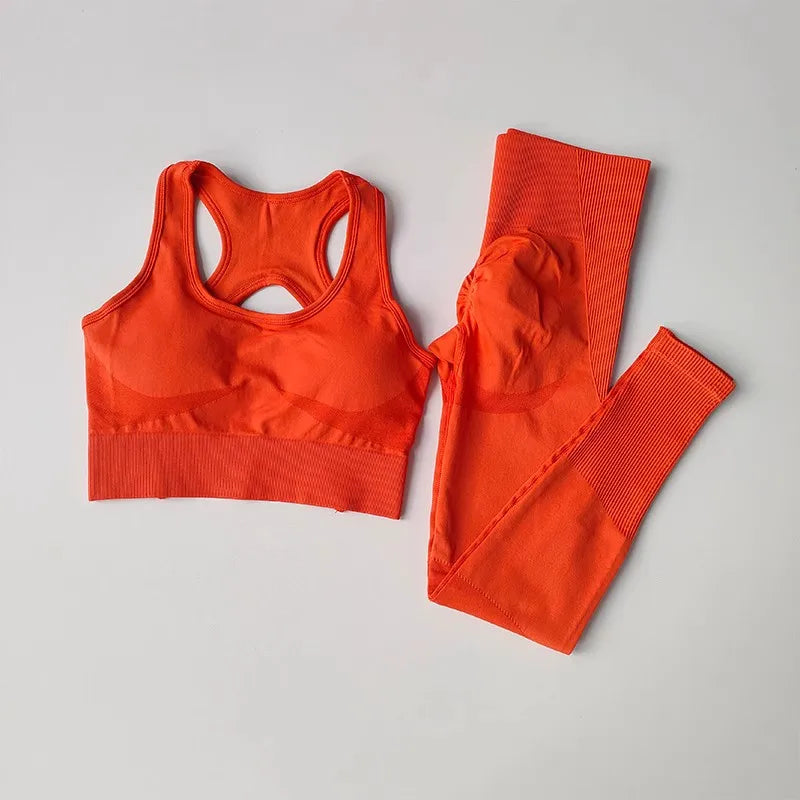 High Waist Seamless Leggings and Bra Set for Women