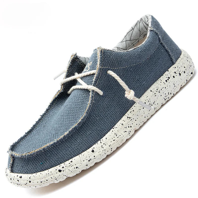 Men's Canvas Denim-Style Sneakers - Breathable Vulcanized Casual Shoes for Men