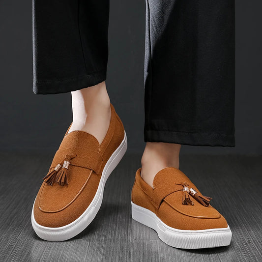 Luxury Men's Suede Tassel Loafers – Comfortable Stylish Dress Shoes