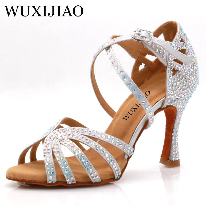 WUXIJIAO Women's Rhinestone Decorated High Heels - Elegant Party & Evening Shoes for Women