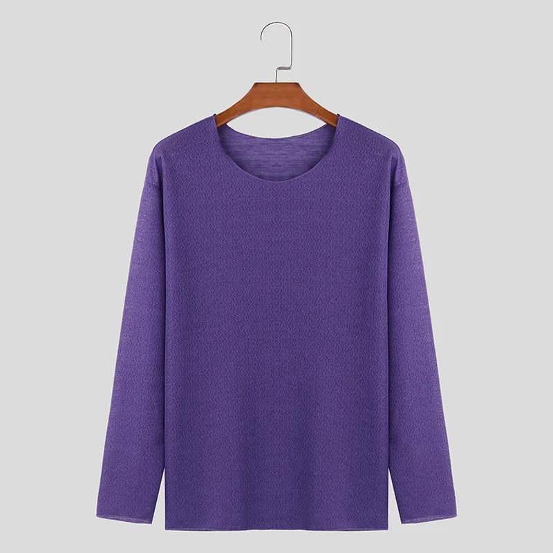 Men's Casual O-Neck Long Sleeve Breathable Sweater