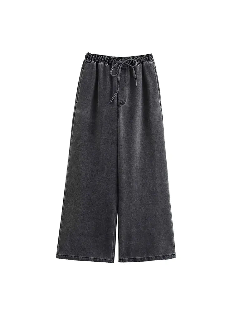 Women’s Two-Piece Sweater Set with Turn-Down Collar & High-Waist Drawstring Pants