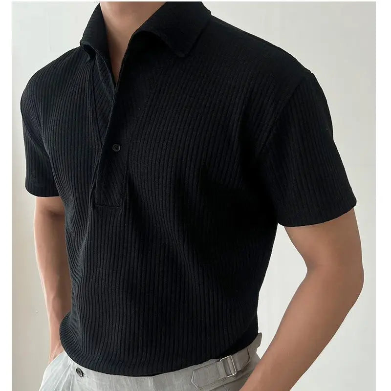 Men's Breathable Polo T-Shirt with Vertical Thread Design
