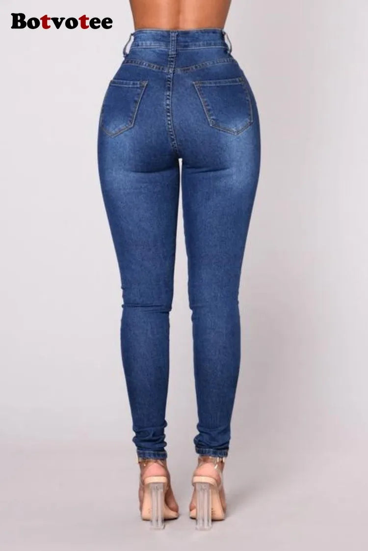 Slim Fit High Waist Denim Jeans for Women - Botvotee Skinny Skinny Jeans for Women
