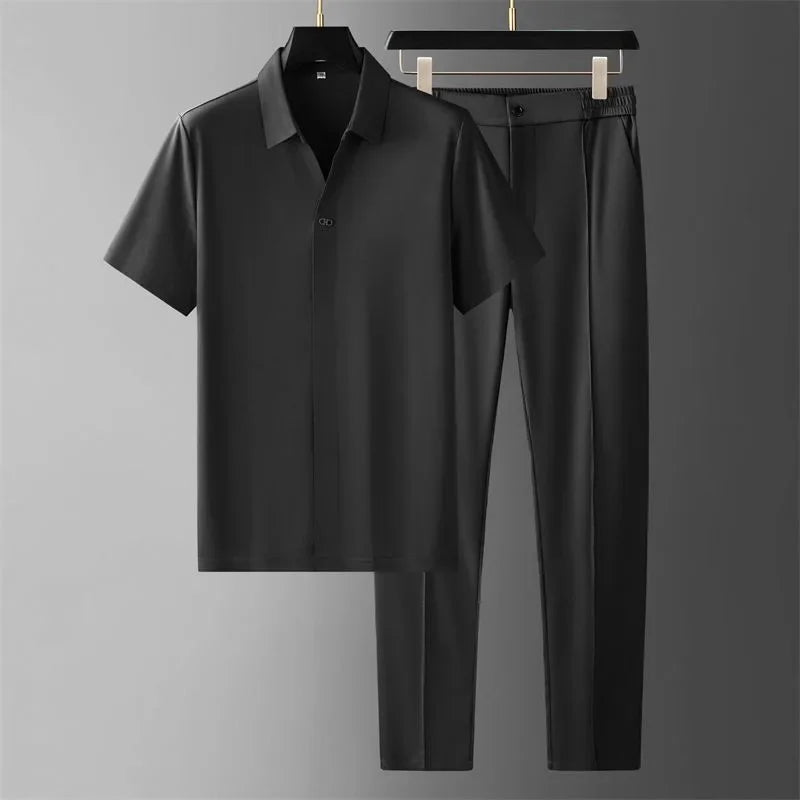 Men's Two-Piece T-Shirt and Pants Set - Stylish Casual Matching Outfit for Men