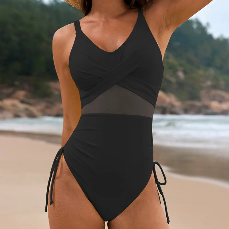 Women's One-Piece Swimsuit with Push-Up Support - Stylish Beachwear
