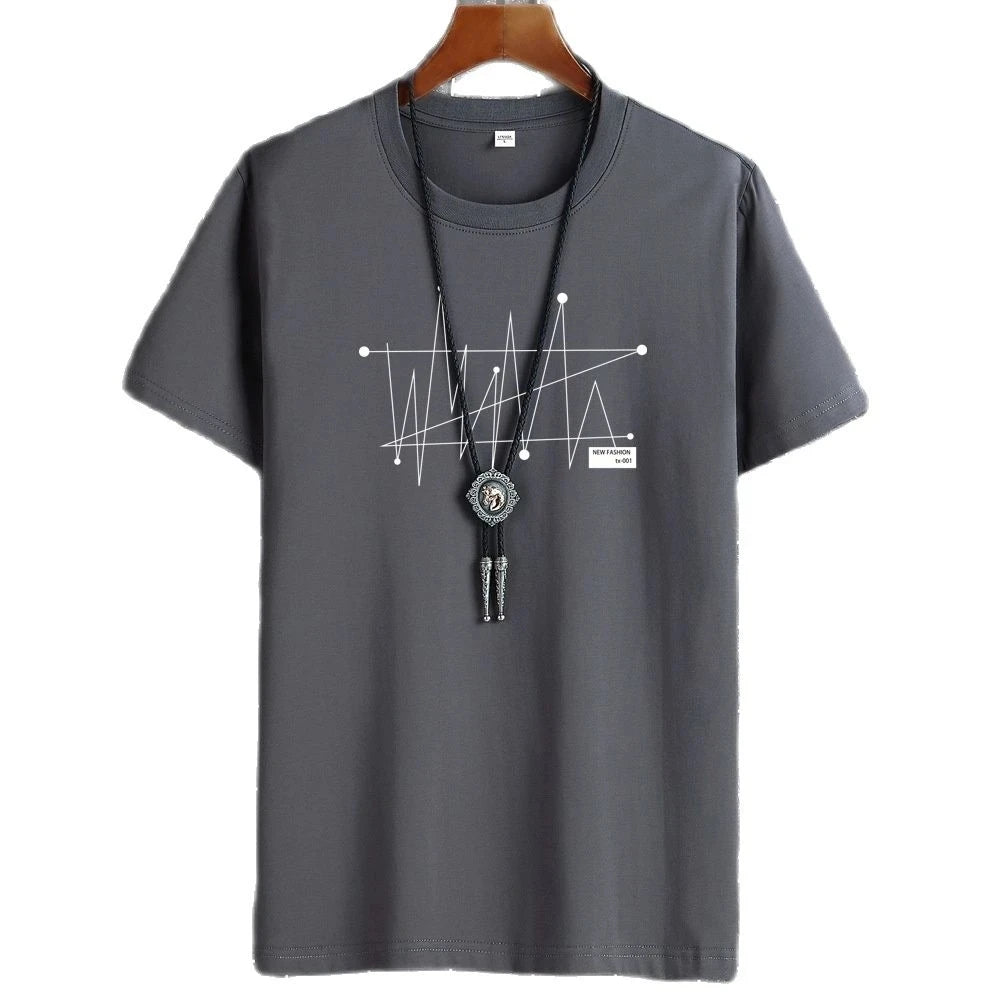 Men's Patterned T-Shirt - Loose Fit, 100% Cotton