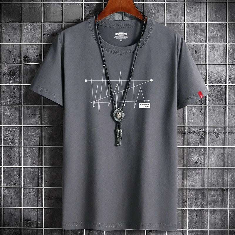 Men's Fashionable Patterned T-Shirt - Loose Fit, 100% Cotton