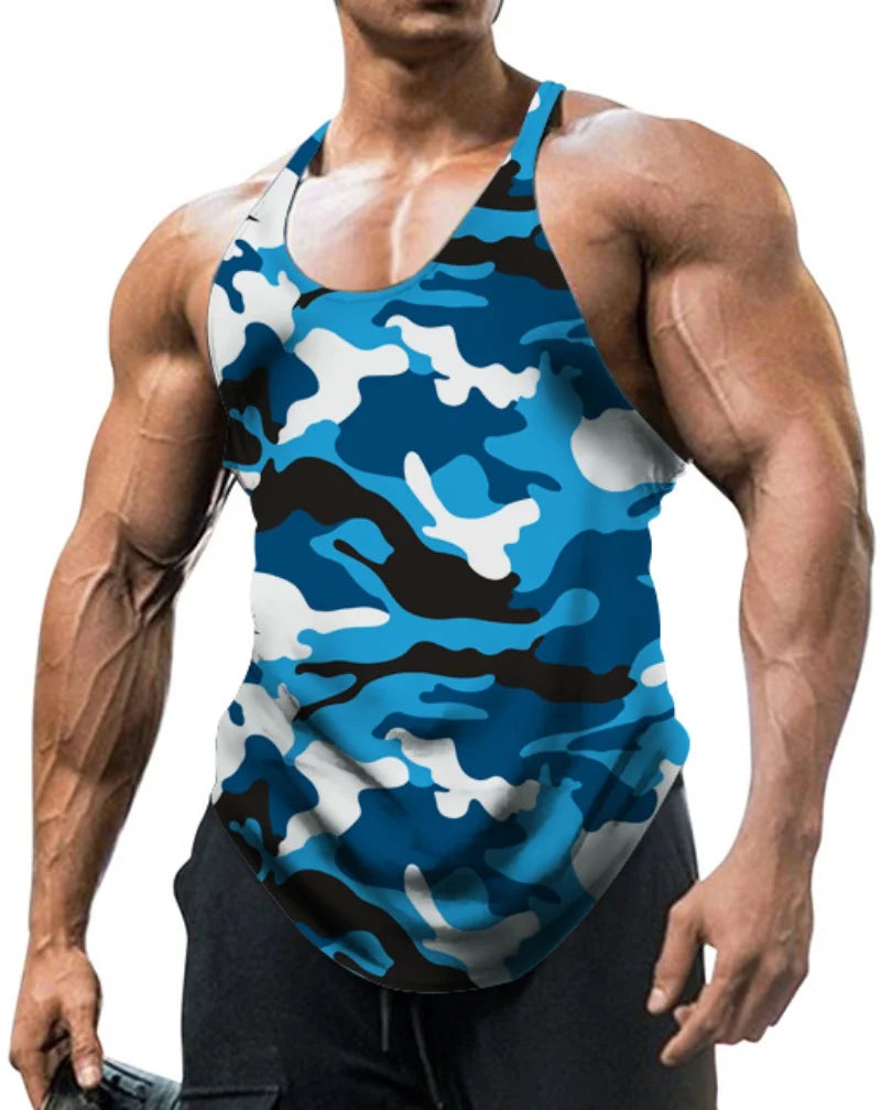 Men's Slim Fit Camouflage Sleeveless Stringer Tank Top