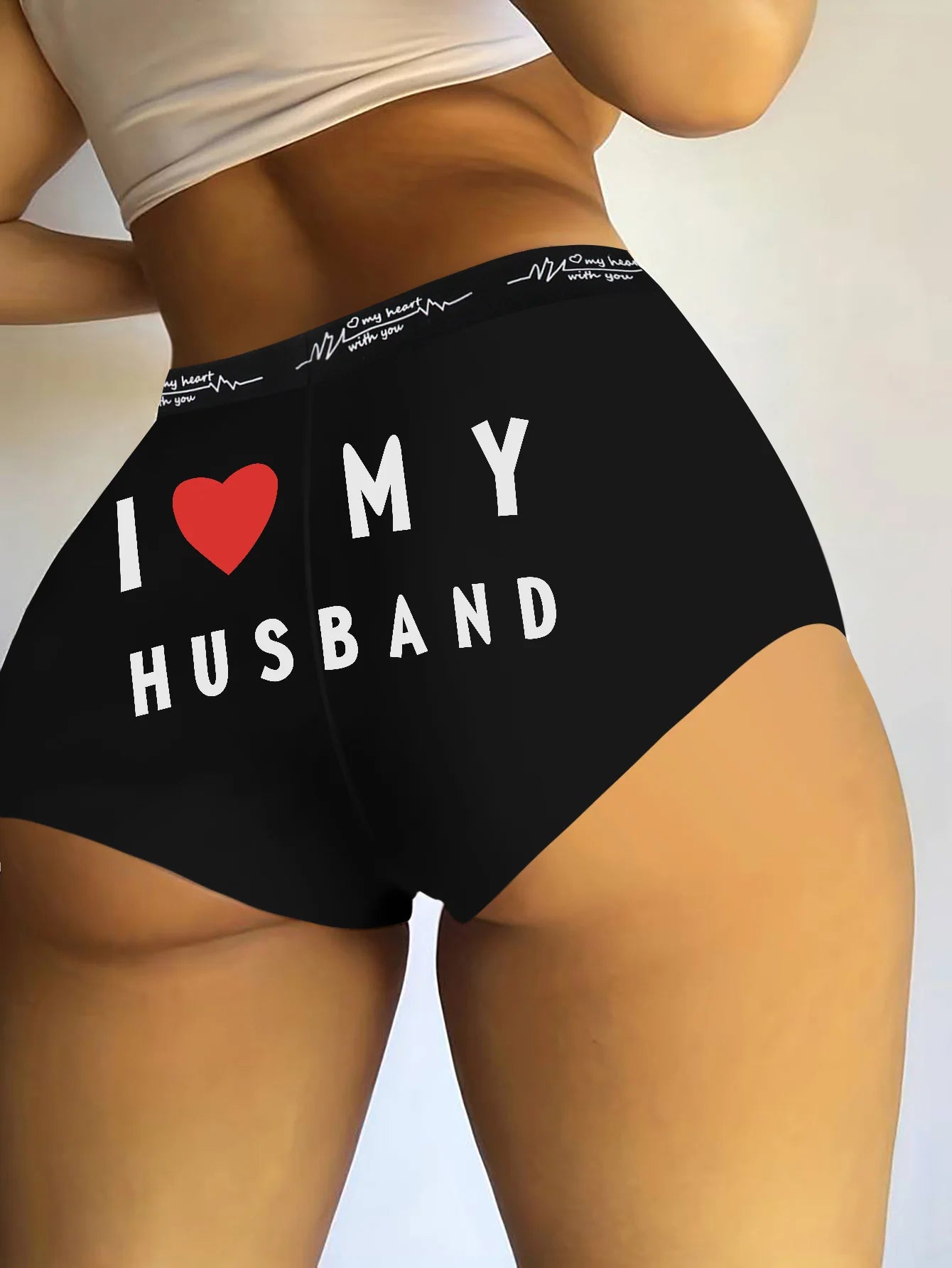 Womens "I Love My Husband" Printed Boxer Shorts