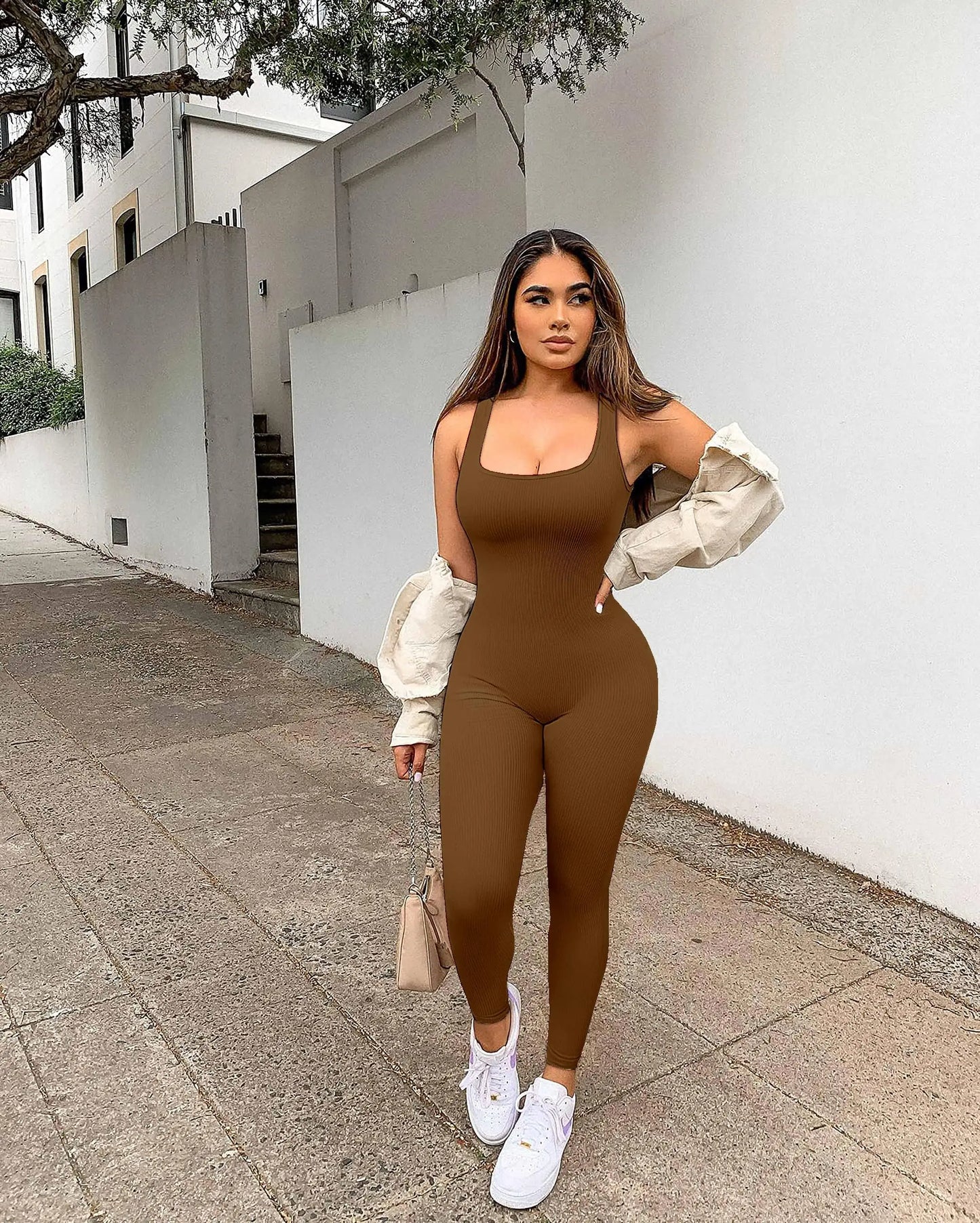 Women's Ribbed One Piece Bodycon Romper