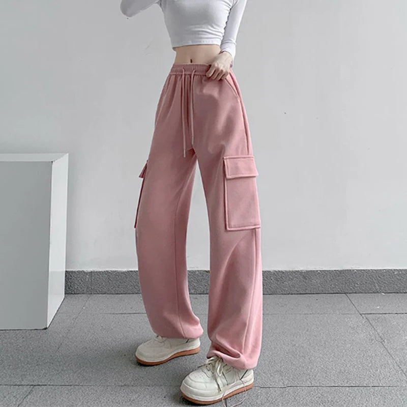 Korean Style High Waist Oversized Wide Leg Joggers for Women