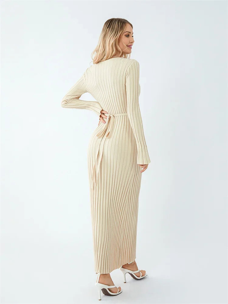 Elegant Women’s Knit Long Sleeve Bodycon Dress – Stylish & Comfortable Long Sleeve Midi Dress for Women