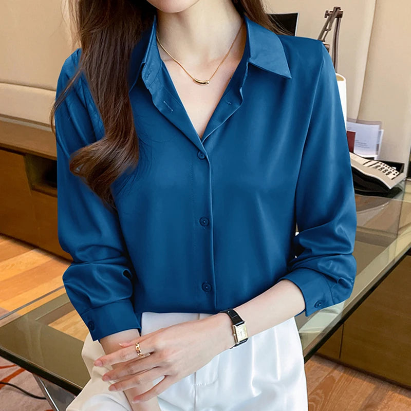 Long Sleeve Satin Shirt for Women