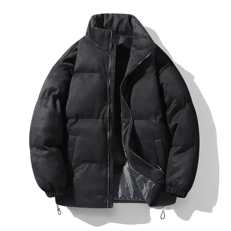 Men's Insulated Down-Filled Parka Jacket with Stand Collar