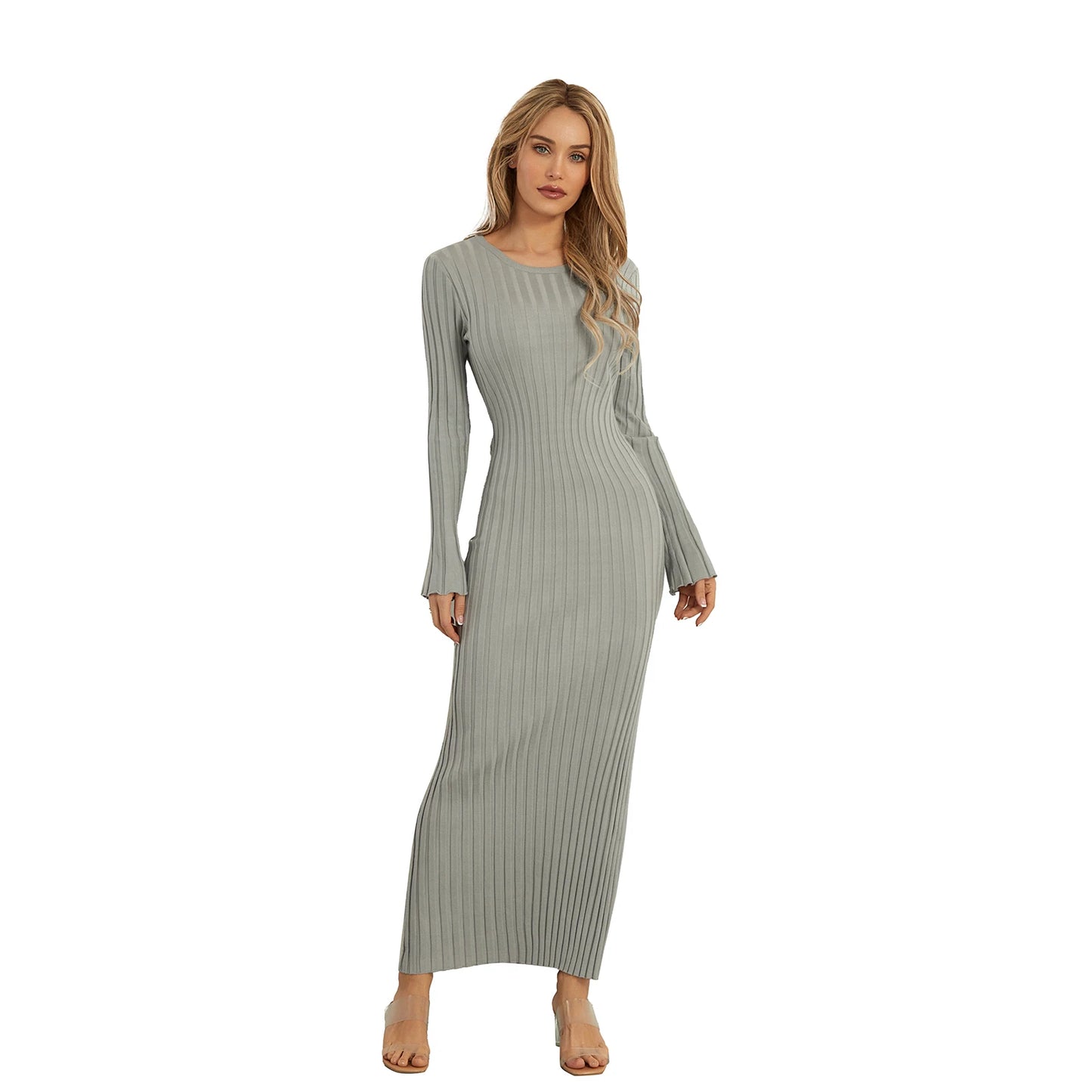 Elegant Women’s Knit Long Sleeve Bodycon Dress – Stylish & Comfortable Long Sleeve Midi Dress for Women