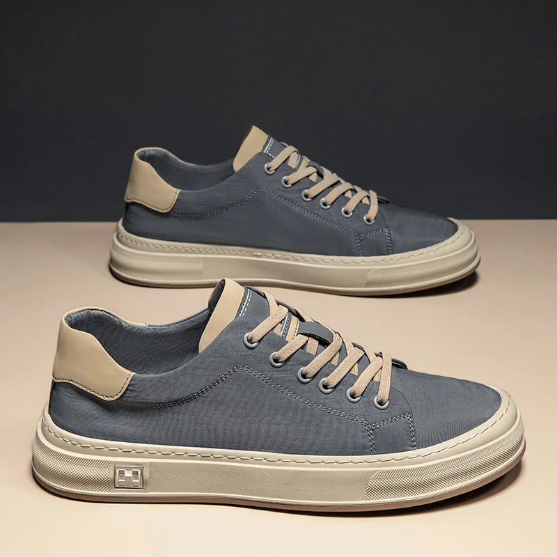 Men's Breathable Canvas Sneakers – Comfortable Lace-Up Casual Shoes