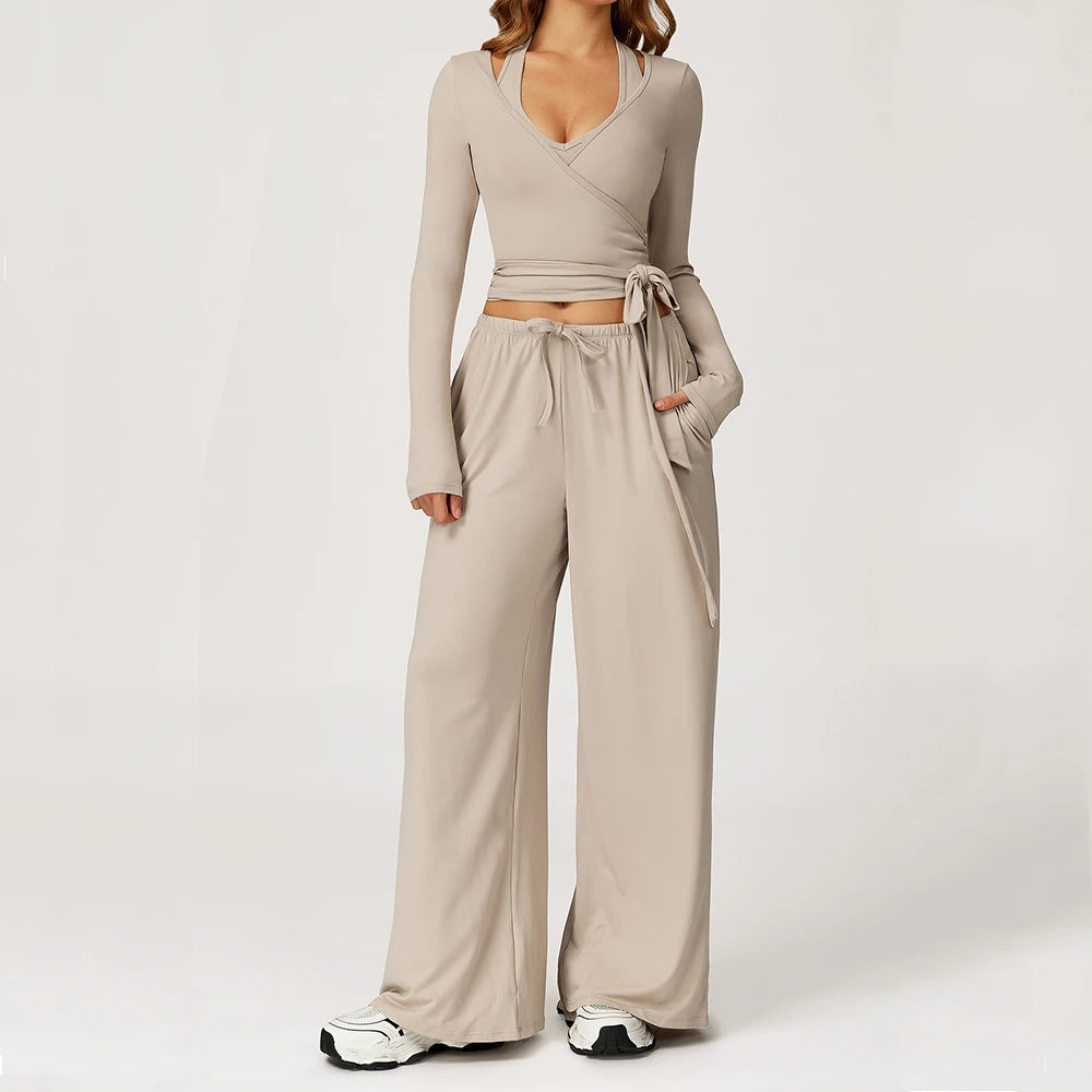 Women's 2/3PCS Cropped Sweater Vest & Loose Sweatpants Set