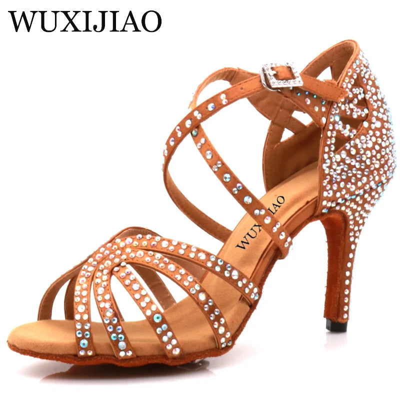 WUXIJIAO Women's Rhinestone Decorated High Heels - Elegant Party & Evening Shoes for Women