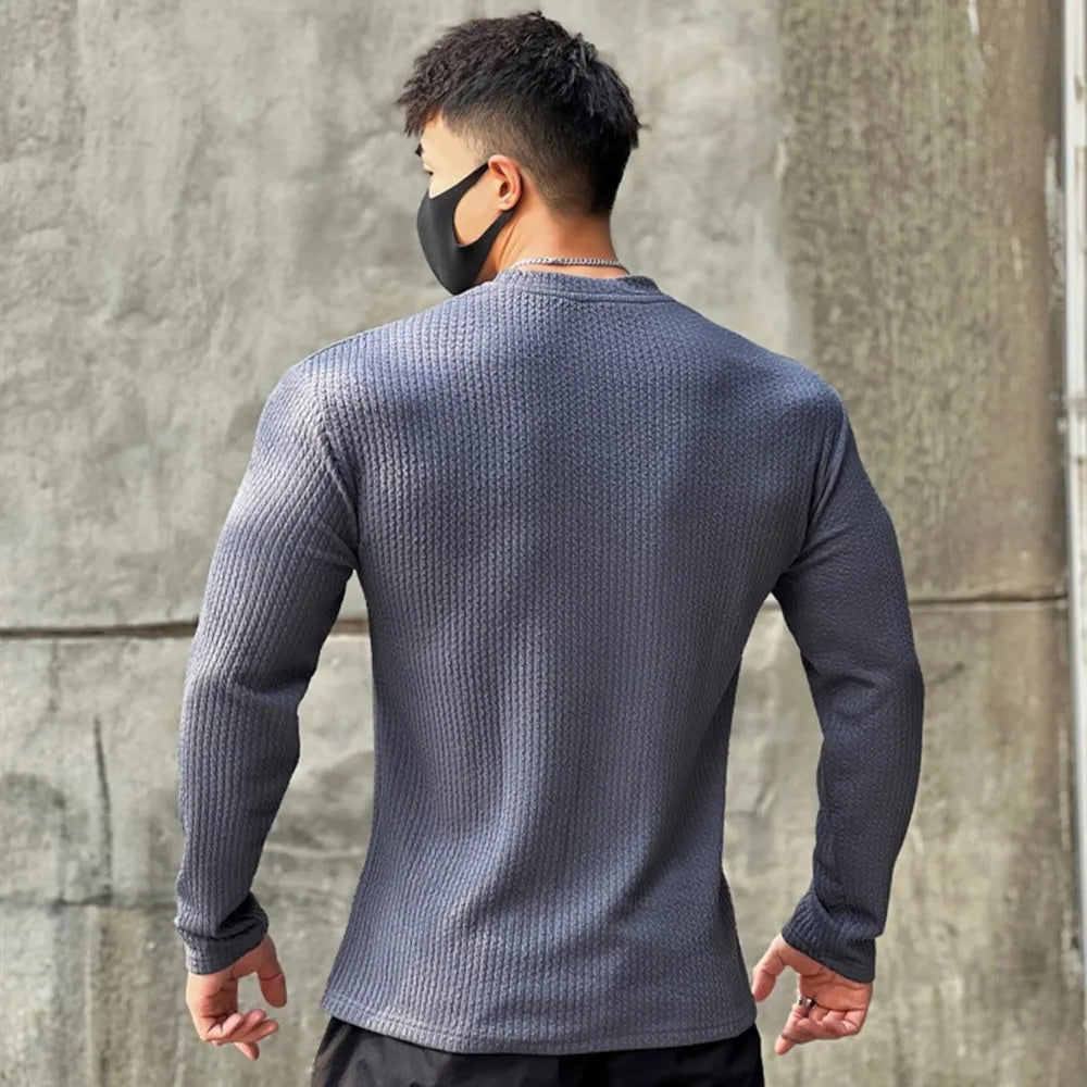 Men's Long Sleeve Slim Fit Striped Sweater
