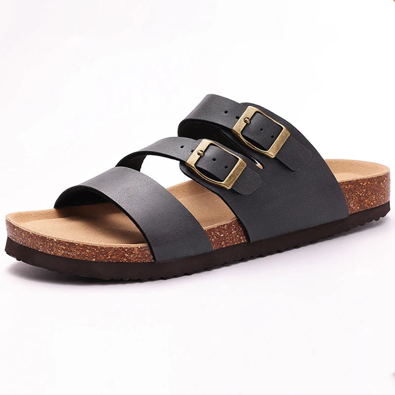 Women's Classic Suede Slippers with Double Buckle