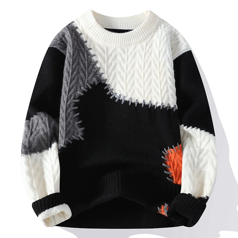Men's Loose Fit Faux Mink Round Neck Sweater