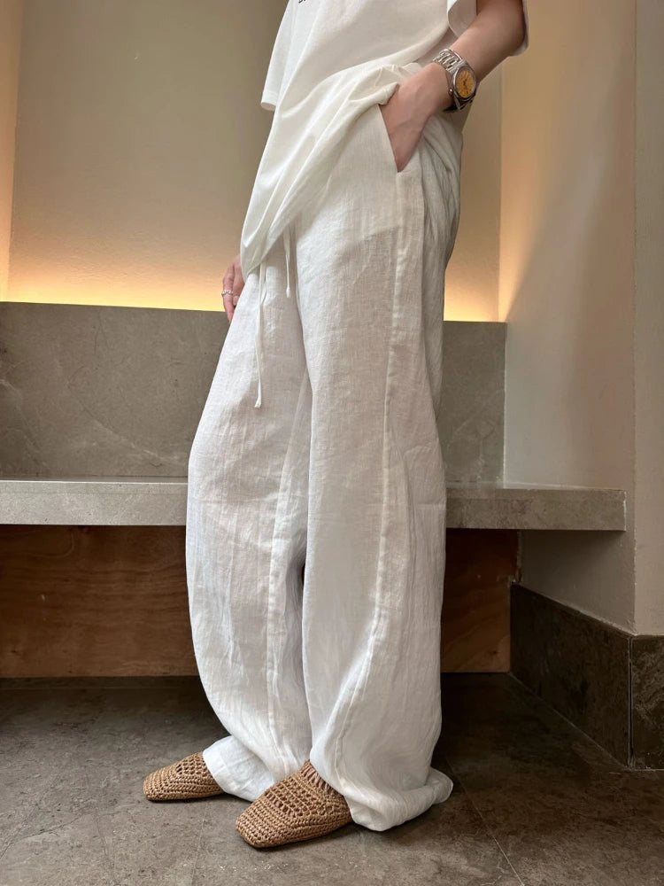 Women's Casual Wide-Leg High-Waisted Pants - Comfortable Thin Fit for Women