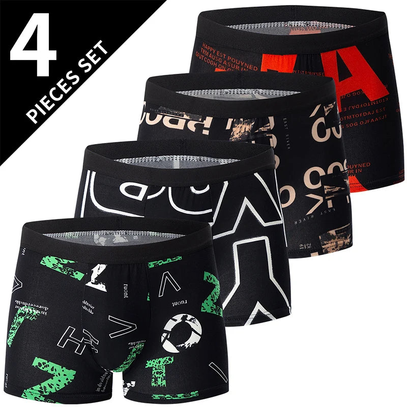 4-Pack Men's Comfortable Hipsters with Assorted Pattern Prints