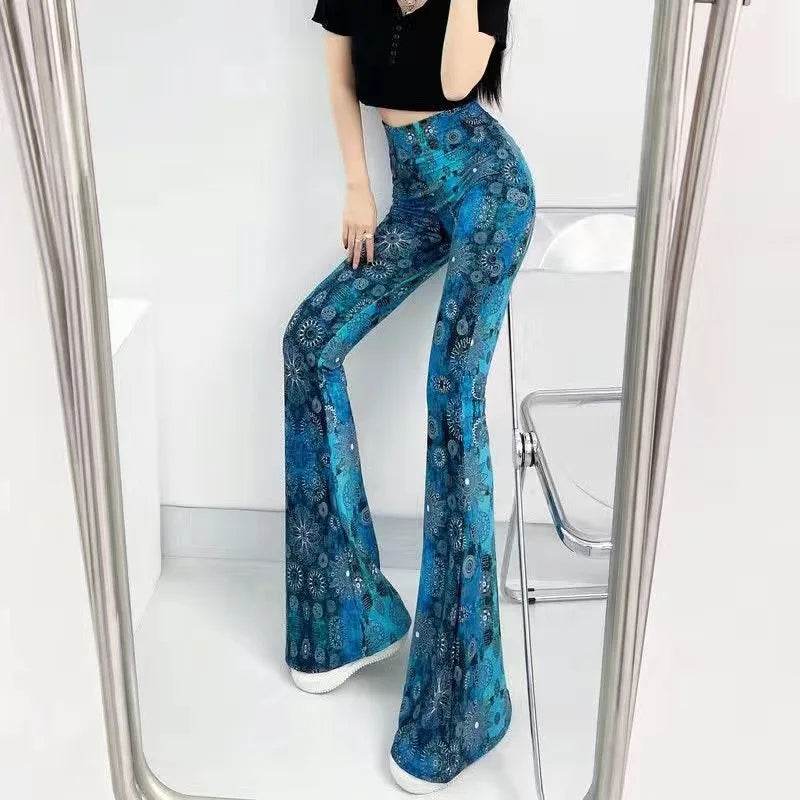 Women's Slim High Waist Striped Flare Pants