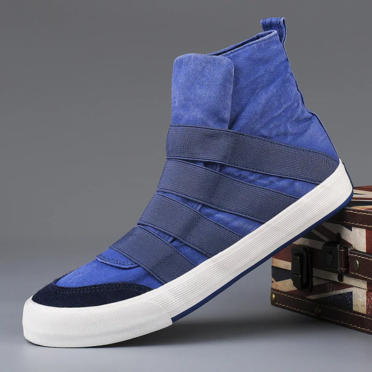 Men's High Top Slip-On Canvas Sneakers - Stylish & Comfortable Flats