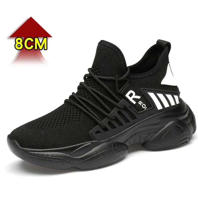 Men's Elevator Sneakers with 8cm Height-Increasing Insole – Breathable Mesh Design