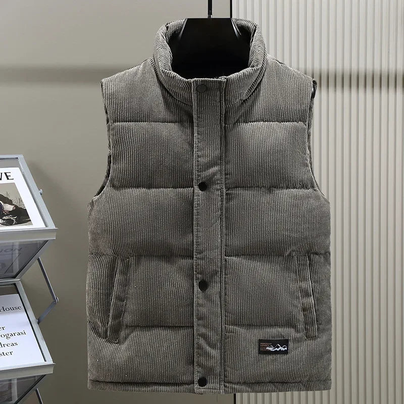 Men's Padded Corduroy Vest Jacket - Thick & Sleeveless