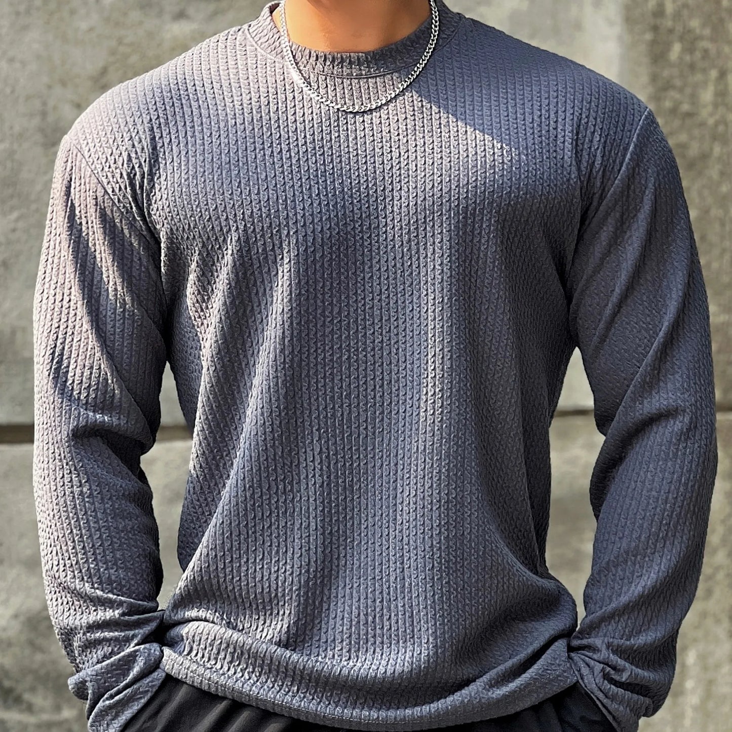 Men's Long Sleeve Slim Fit Striped Sweater