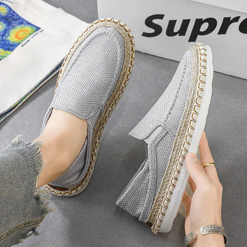 Men's Slip-On Cloth Loafers – Comfortable Flat Casual Shoes for Men