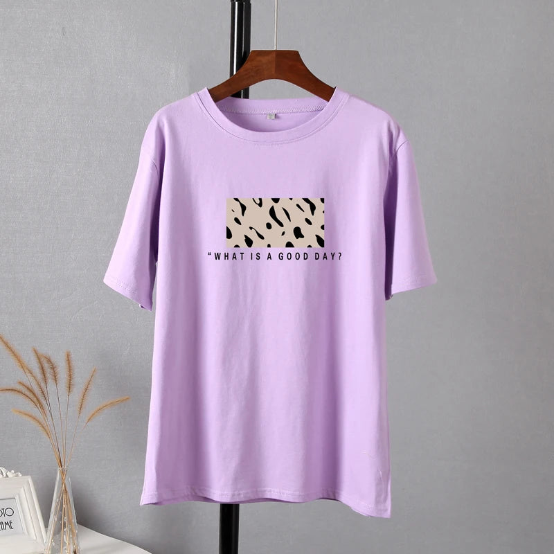 Women’s Oversized Cotton Leopard Print T-Shirt - Hirsionsan Fashion Top