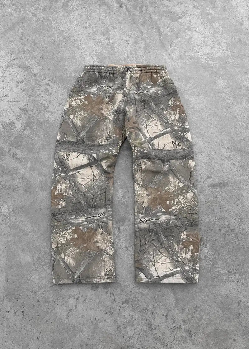 Oversized Camo Pattern Hooded Jacket and Elastic Waist Pants Set for Men
