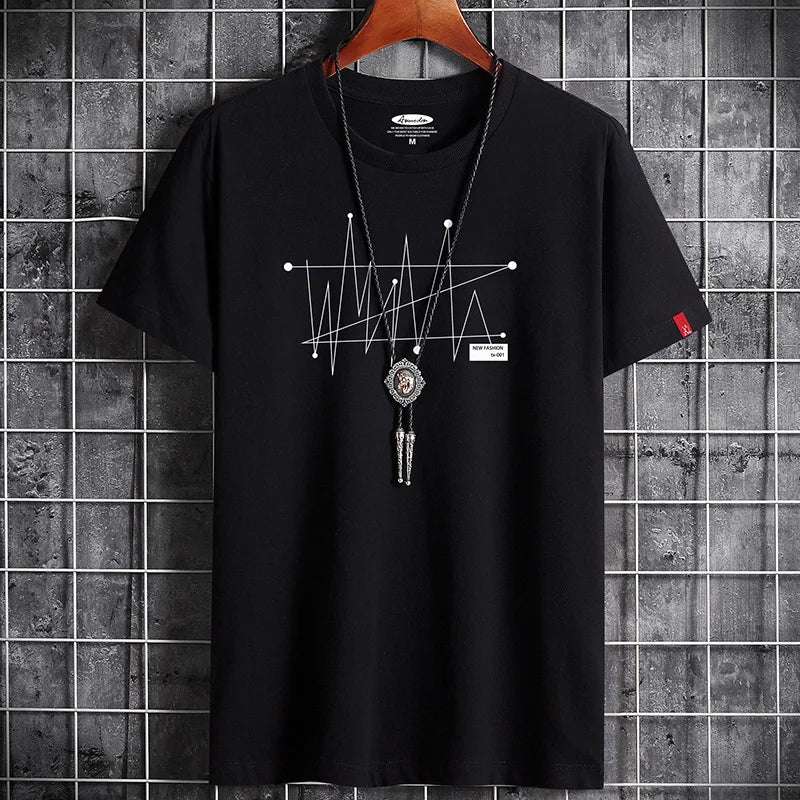 Men's Patterned T-Shirt - Loose Fit, 100% Cotton