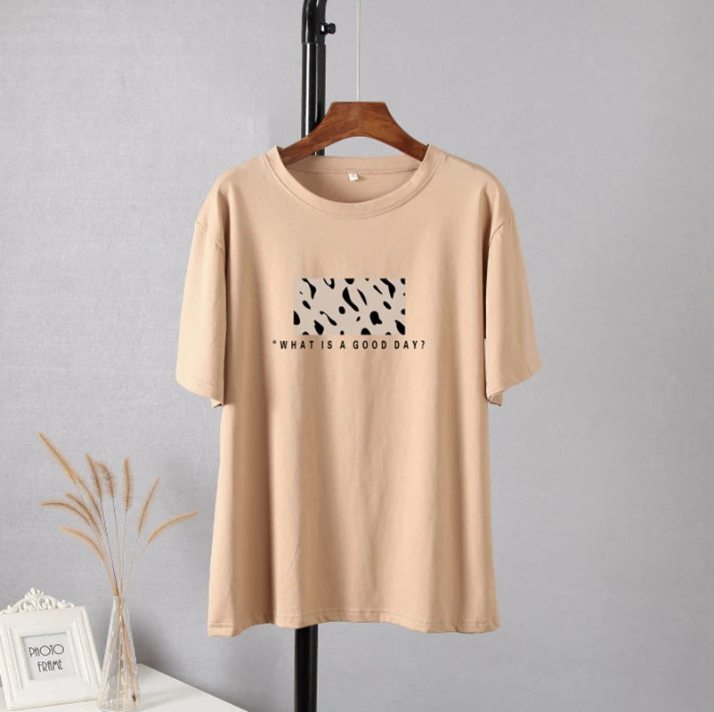 Women’s Oversized Cotton Leopard Print T-Shirt - Hirsionsan Fashion Top