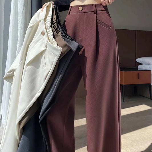 Elegant Women's Wide Leg Pants – Casual Button-Front Loose Fit Trousers for Women