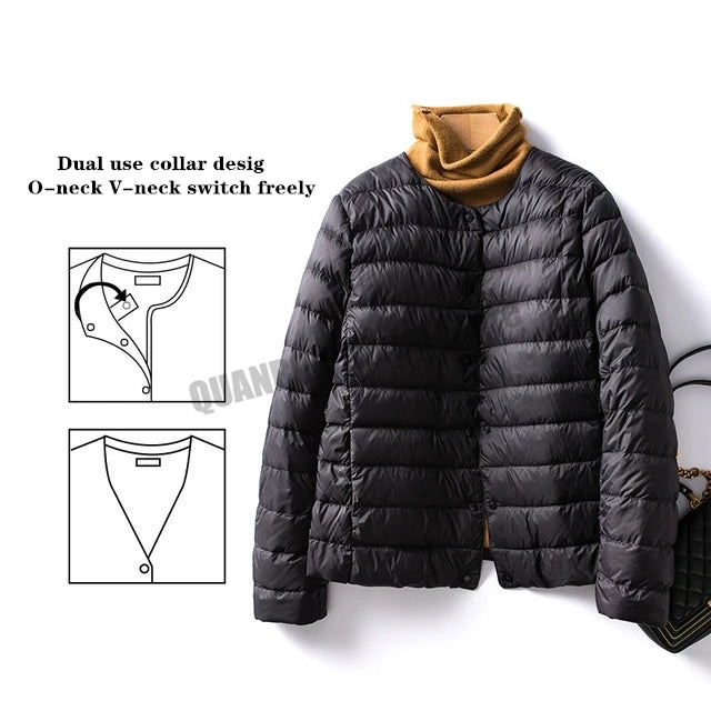 Women's Duck Down Puffer Jacket - Warm Liner Winter Coat for Women