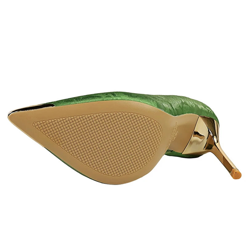 BIGTREE Women's 11cm Heels - Satin & Silk Metal Pointed Toe High Heels