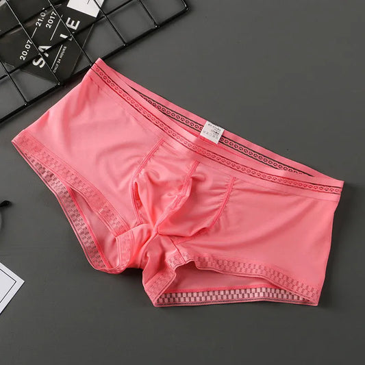 Ultra-Thin Breathable Ice Silk Men's Underwear: Seamless Transparent Boxer Shorts
